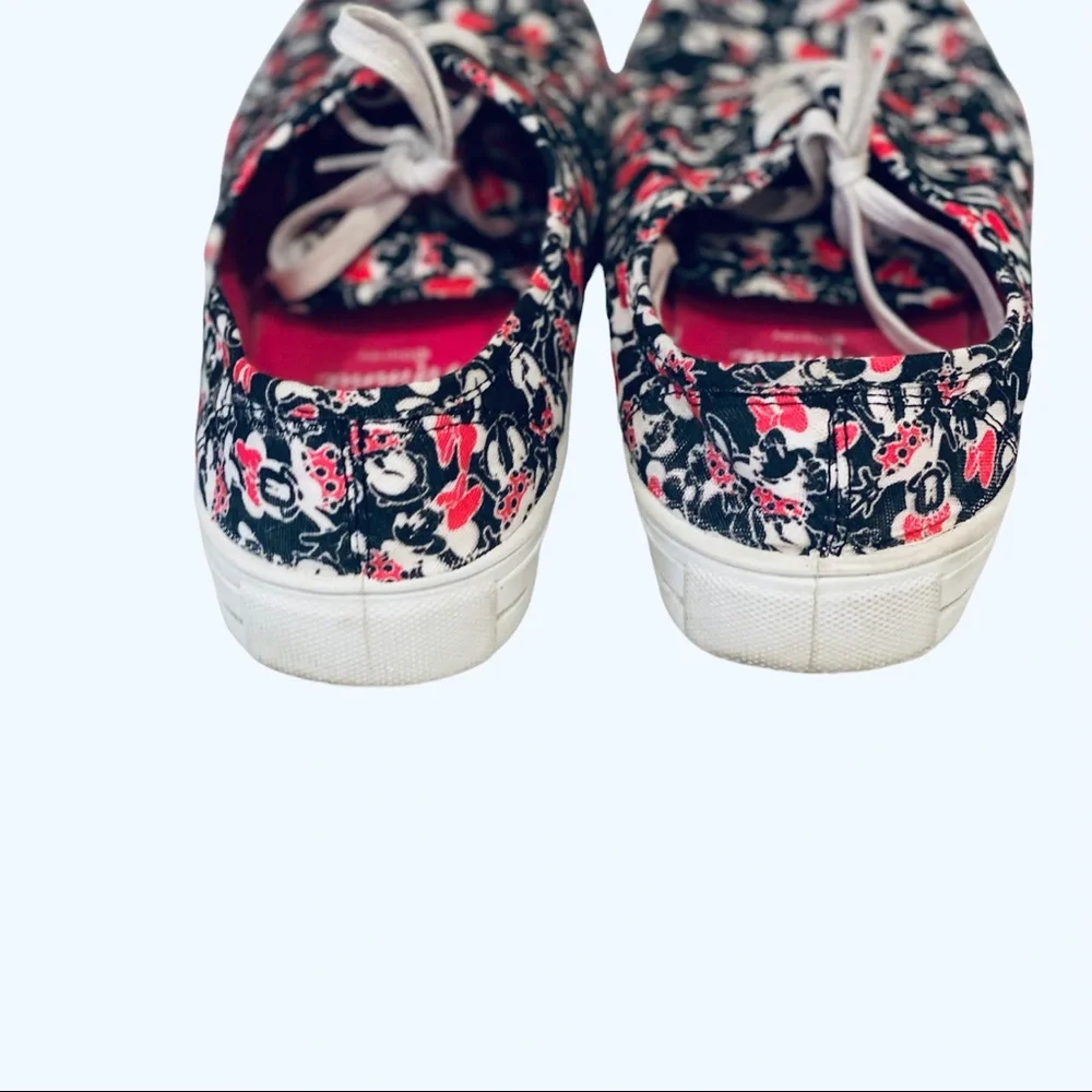 Disney Minnie Mouse Sneakers Shoes Black Pink White 9 Bow Keds Casual Mickey